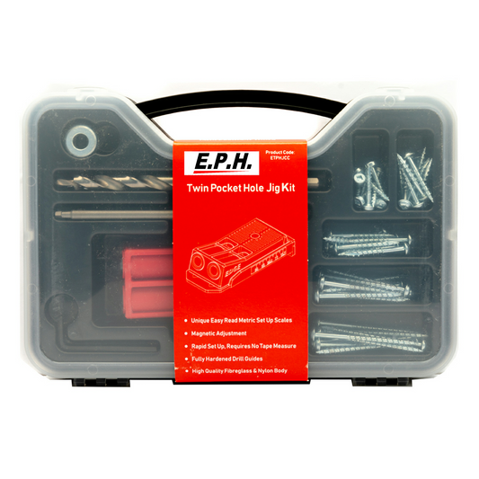 Pocket Hole Jig Starter Kit in a Carry Case with Mixed Pocket Hole Screws - ETPHJCC1