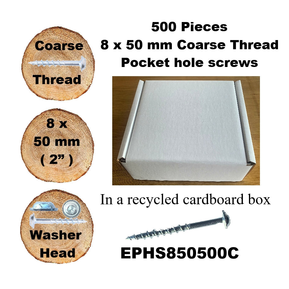 EPHS850500C Pocket Hole Screws - 500 x 50mm (2") x 8mm Coarse Thread
