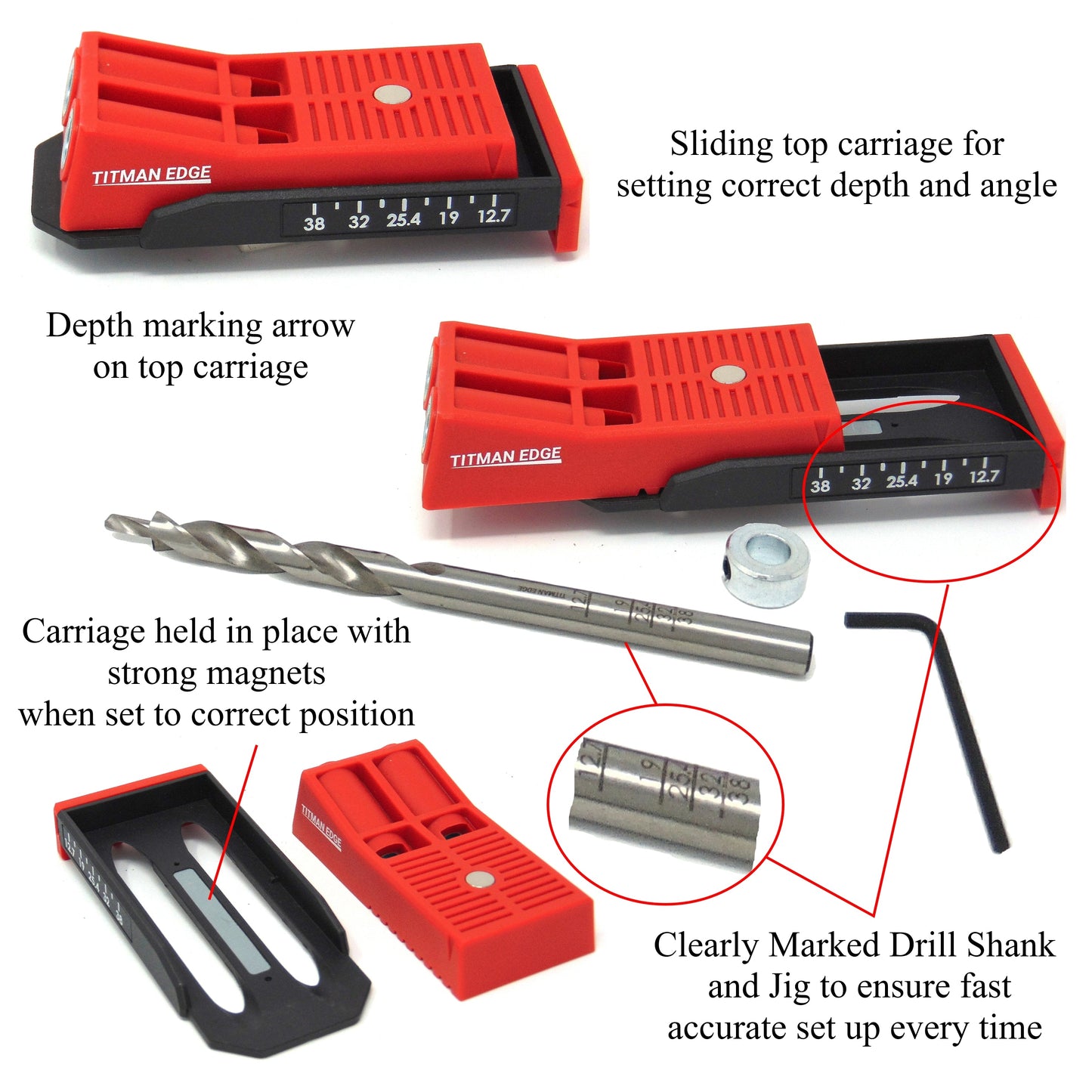 E.P.H. Pocket Hole Starter Kit + 550 Mixed Pocket Hole Screws- Twin Hole Jig, Depth-Marked Drill Bit, 150mm Robertson #2 Driver- EPHSTKIT2