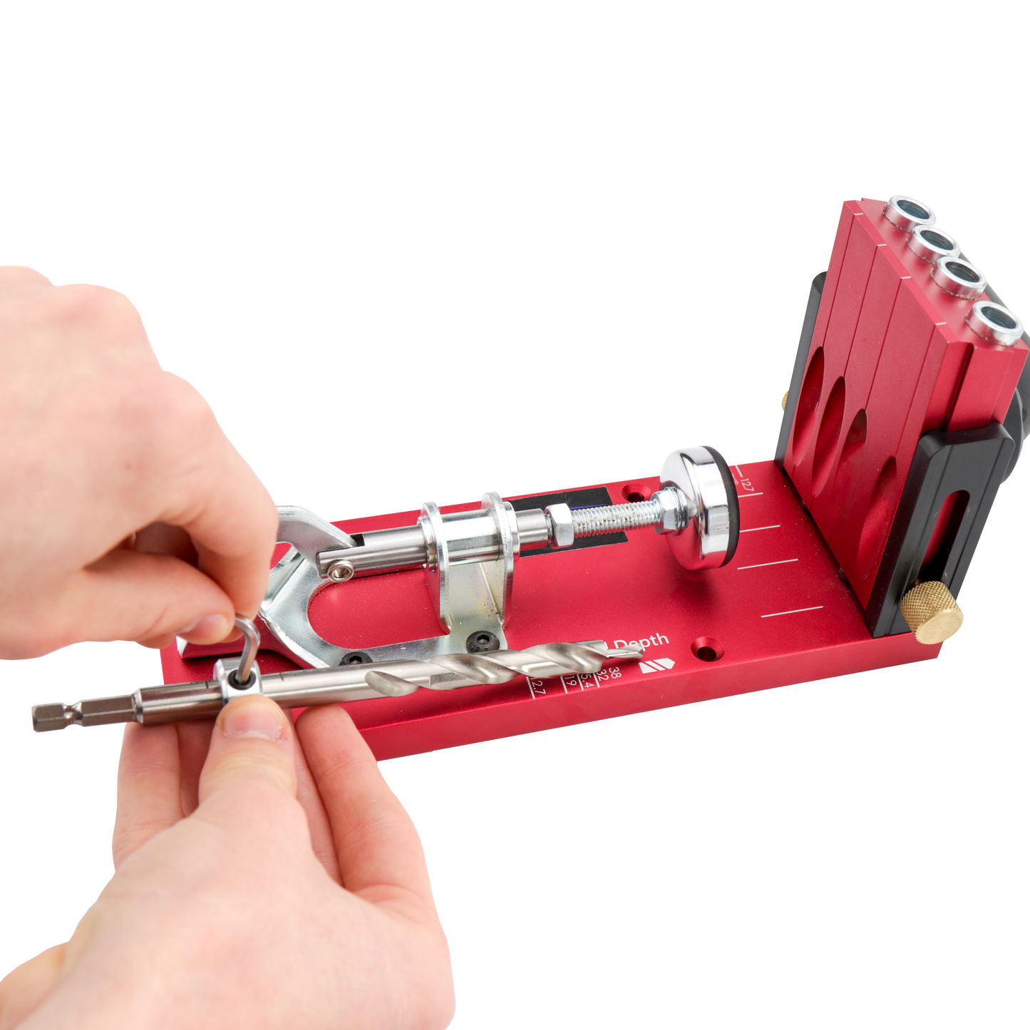 Titman Edge Professional Pocket Hole Jig Kit with 4 port turret, HSS Drill Bit & Depth Setting Collar, 150mm Square Bit Drive & 50 Pocket Hole Screws, ESPHJ