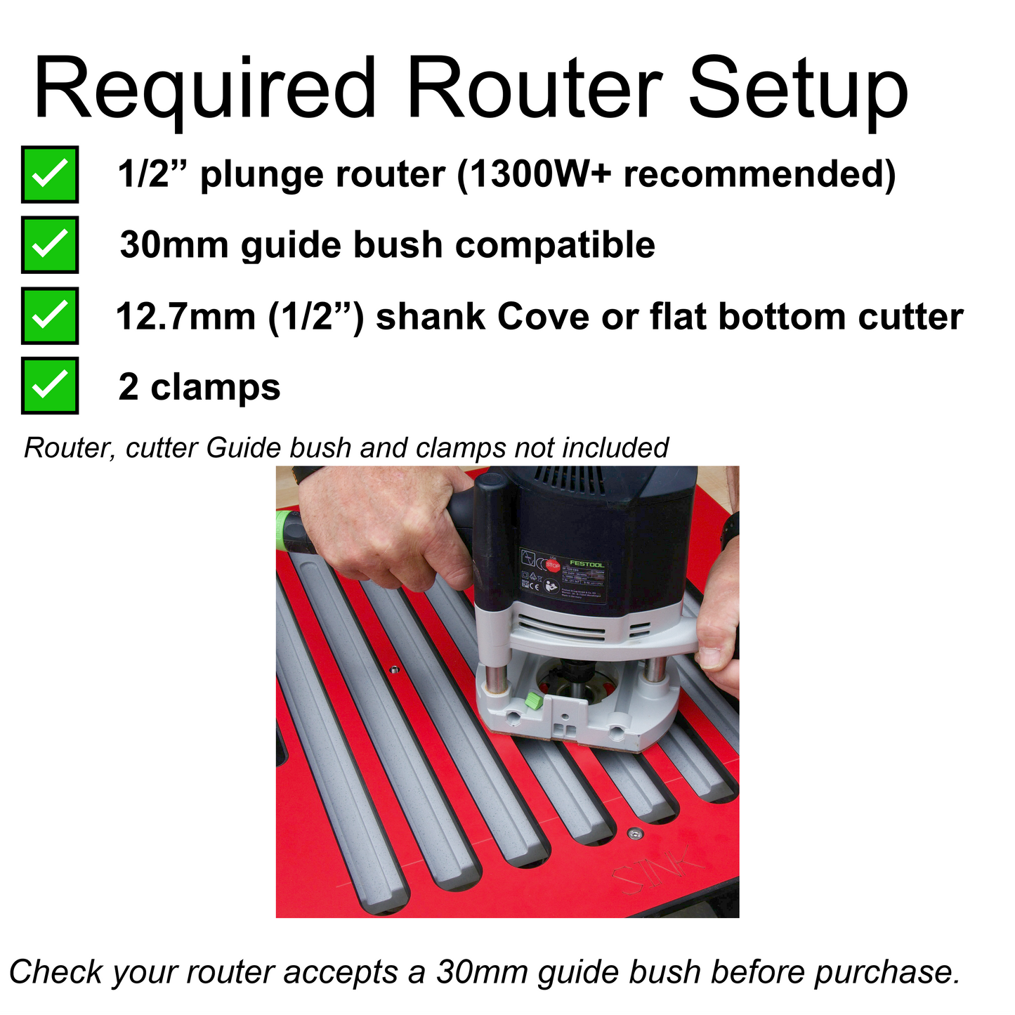 Scribe-Master DGJIG Drainer Groove Jig- Worktop Router Template, 0.5° Fall + Anti-Bow Flex-Tech, Timber & Compact Laminate/Solid Surface, CNC HPL, Made in UK