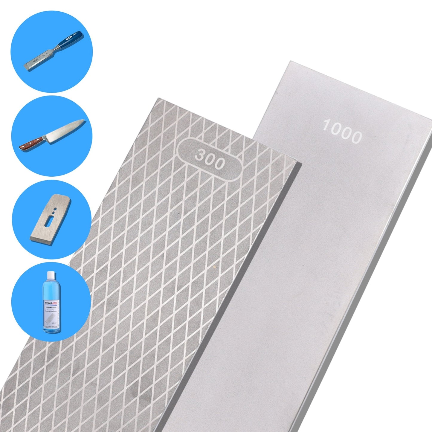 Diamond Sharpening Stone 8- Professional Dual Grit 1000/300 Bench Stone Kit- Monocrystalline Electroplated- For Chisels, Plane Irons & Knives
