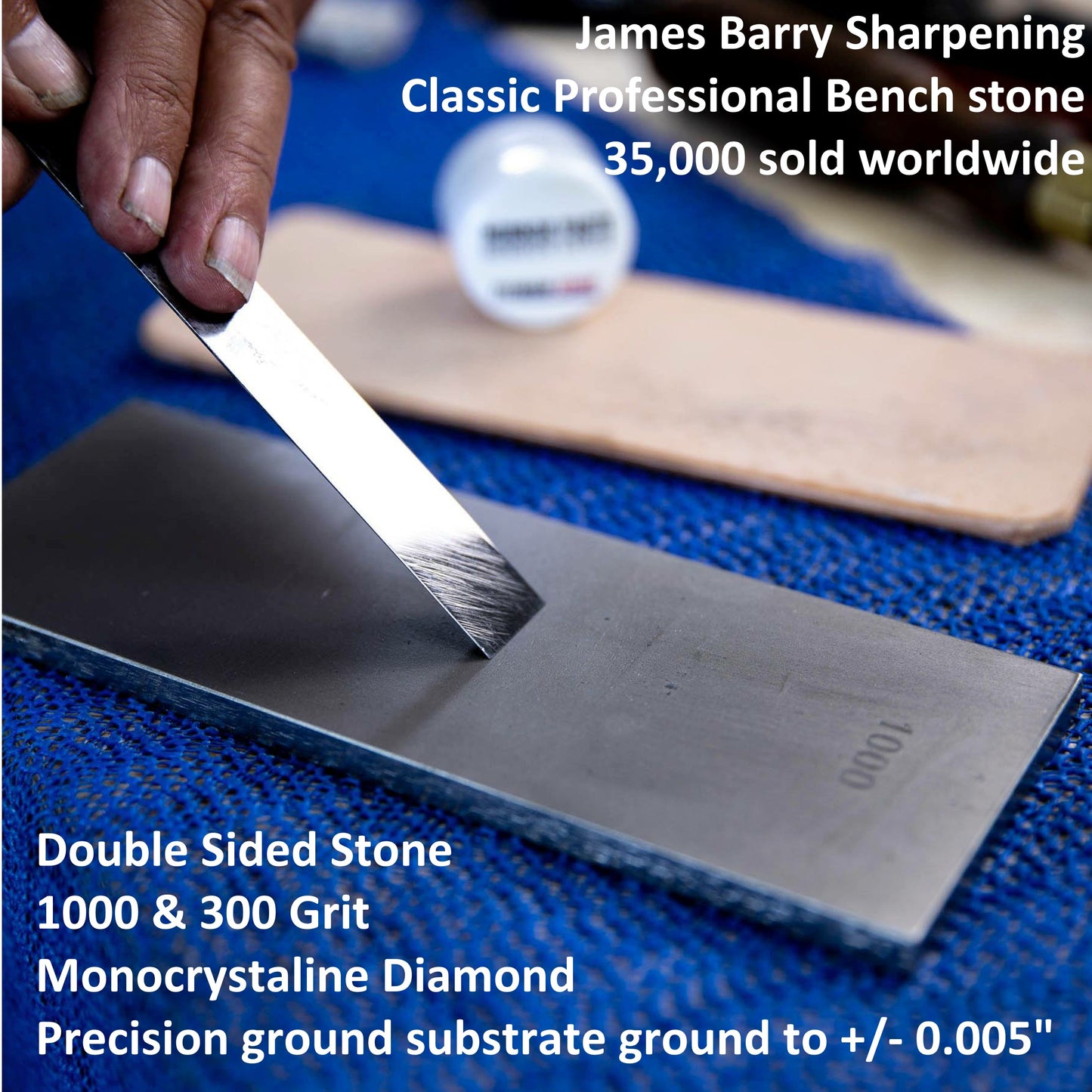 Diamond Sharpening Stone 8- Professional Dual Grit 1000/300 Bench Stone Kit- Monocrystalline Electroplated- For Chisels, Plane Irons & Knives