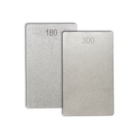 James Barry Diamond Credit Card Sharpening Stone- Double-Sided 300 & 180 Grit- 3"x2"- Woodturners Stone for HSS & Carbide Tools- ECCCM with Storage Wallet