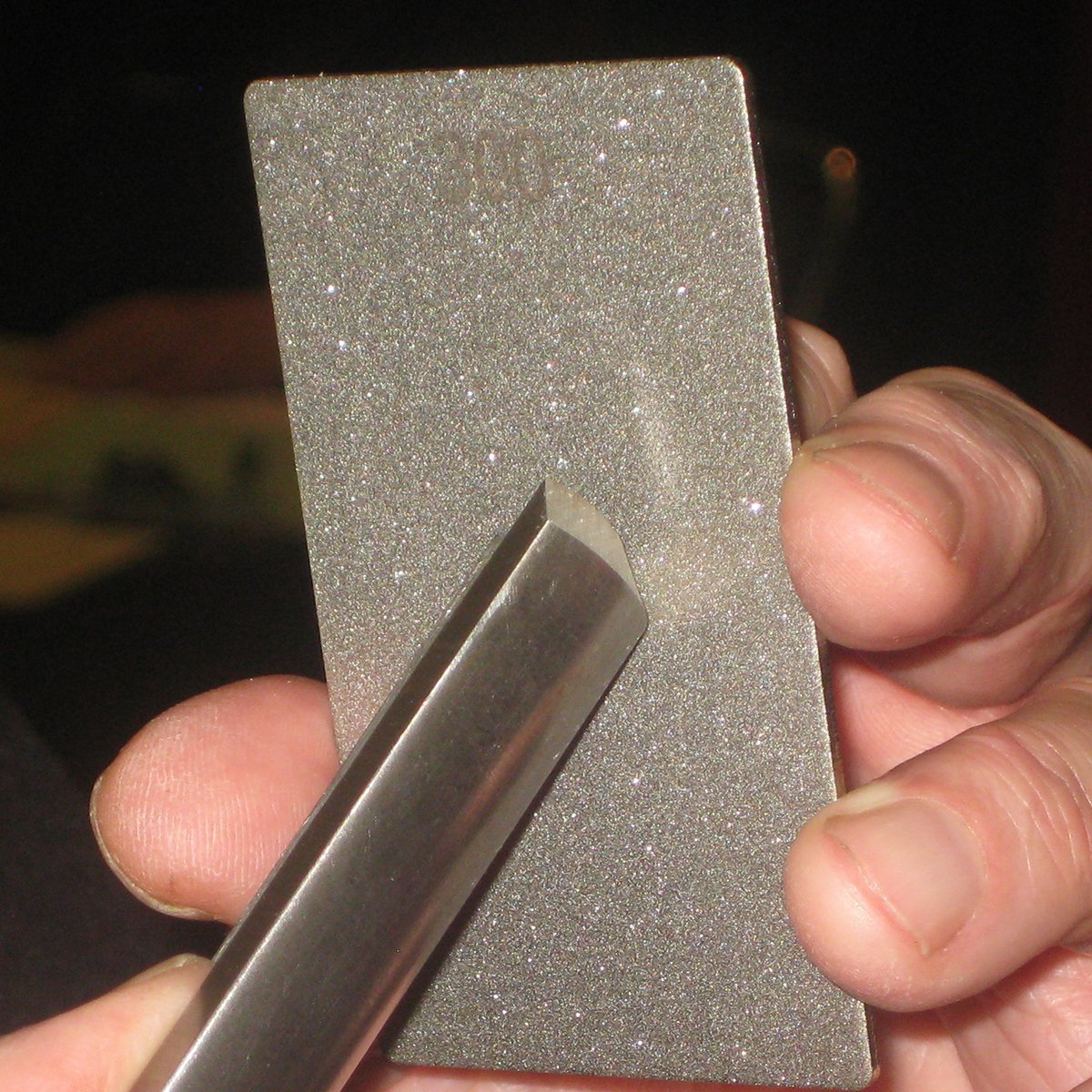 James Barry Diamond Credit Card Sharpening Stone- Double-Sided 300 & 180 Grit- 3"x2"- Woodturners Stone for HSS & Carbide Tools- ECCCM with Storage Wallet