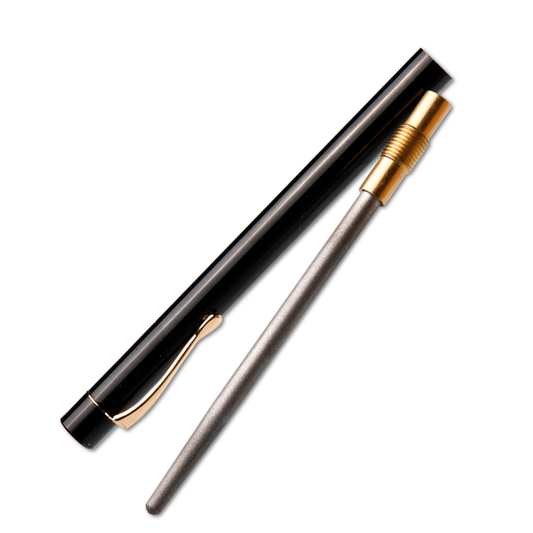 James Barry Diamond Pen File, 600 Grit, 5.6" (143 mm) Pocket Sharpener for Straight & Serrated Knives, Heavy-Duty Metal Body, EFPF