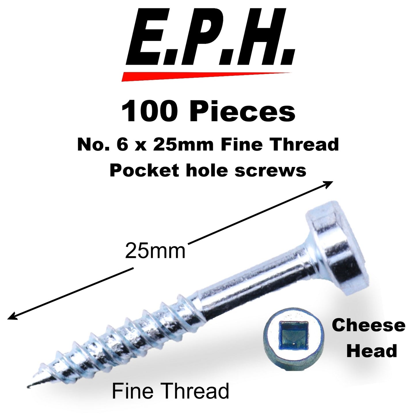 650 Assorted Pocket Hole Screws - Refill Pack for EPH650CASE - E.P.H.