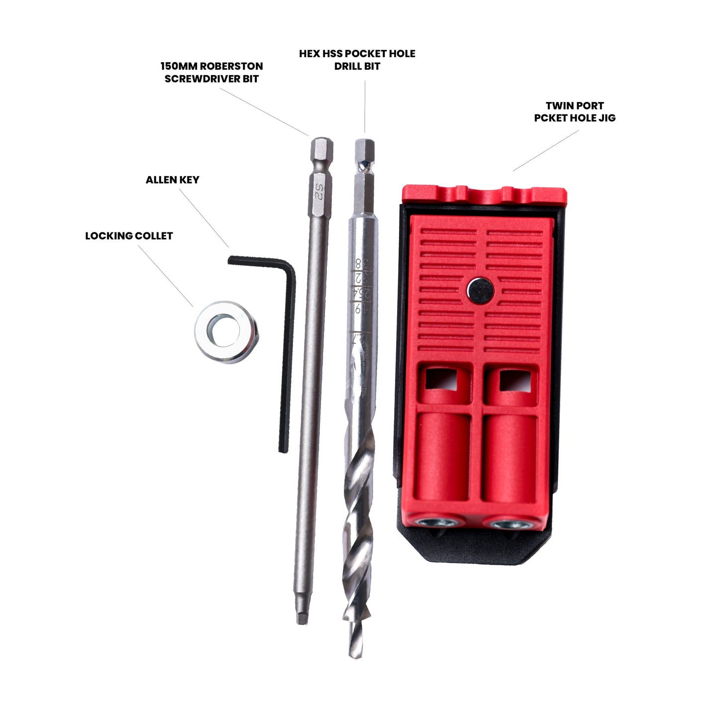 Twin Port Pocket Hole Jig and Screws Starter Kit - 650 Screws & Jig in Carry Case