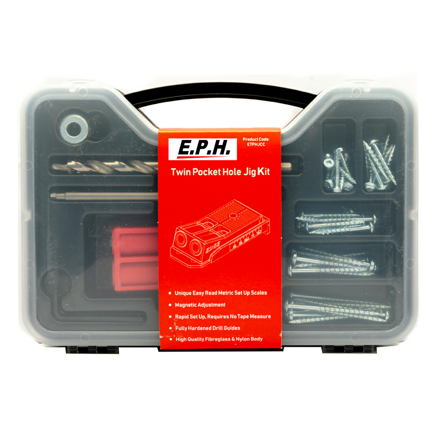 Pocket Hole Jig Starter Kit  in a Carry Case with Mixed Pocket Hole Screws - ETPHJCC1