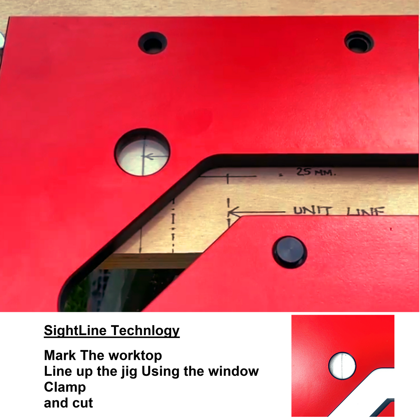 Scribe-Master KWJ600 Worktop Router Jig, 600€“650mm Mason's Mitre Joint Template, SightLine Front-Edge Alignment Window, 35mm Backset (30mm Guide Bush)