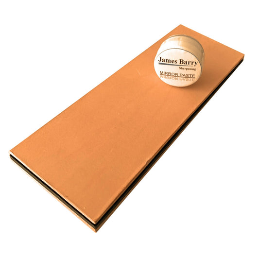 Premium Double sided Honing Strop on a solid laminate Block - 8"