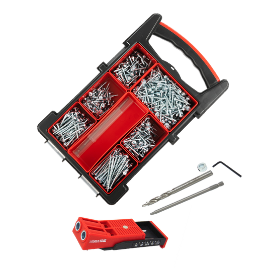 Twin Port Pocket Hole Jig and Screws Starter Kit - 650 Screws & Jig in Carry Case