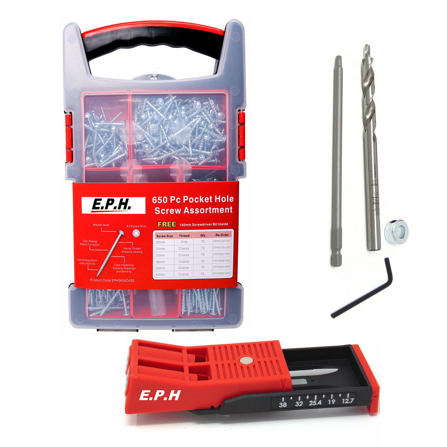 Twin Port Pocket Hole Jig and Screws Starter Kit - 650 Screws & Jig in Carry Case