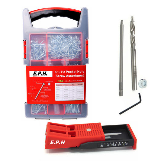 Twin Port Pocket Hole Jig and Screws Starter Kit - 650 Screws & Jig in Carry Case