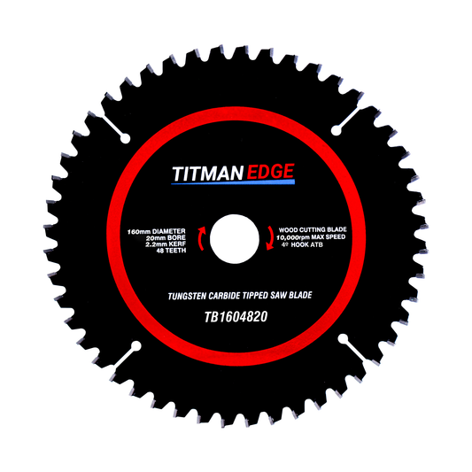 Titman Edge TCT Fine Finish Circular Saw Blade 160mm x 20mm x 48 Tooth - TB1604820