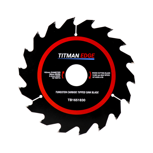 Titman Edge TCT Medium Finish Circular Saw Blade 165mm x 30mm x 18 Tooth - TB1651830
