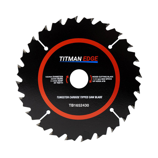 Titman Edge TCT Medium Finish Circular Saw Blade 165mm x 30mm x 24 Tooth - TB1652430