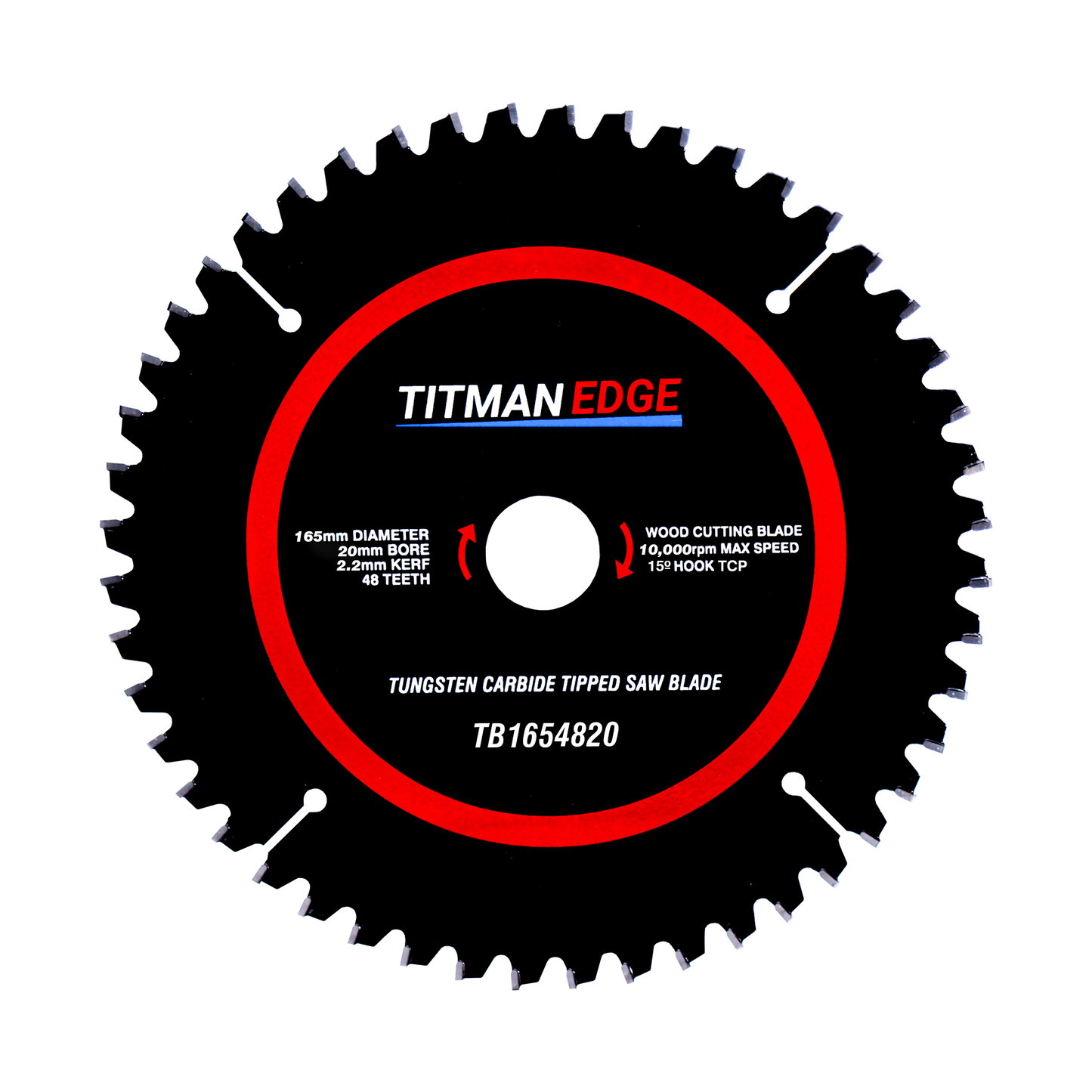 Titman Edge TCT Fine Finish Circular Saw Blade 165mm x 20mm x 48 Tooth - TB1654820