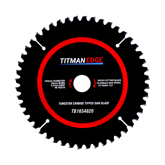 Titman Edge TCT Fine Finish Circular Saw Blade 165mm x 20mm x 48 Tooth - TB1654820