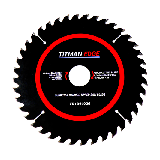 Titman Edge TCT General Purpose Saw Blade 184mm x 30mm x 40 Tooth - TB1844030
