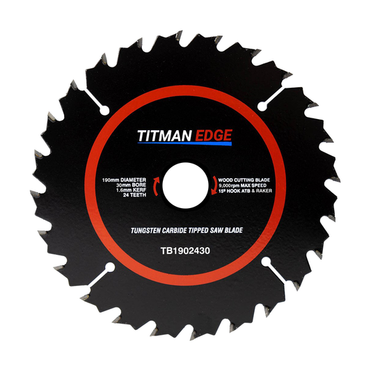 Titman Edge TCT General Purpose Saw Blade 190mm x 30mm x 24 Tooth - TB1902430