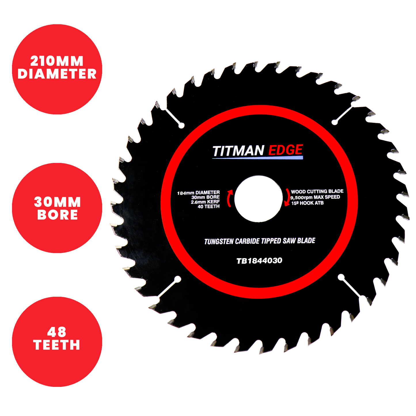 Titman Edge TCT Saw Blade 210mm x 30mm x 48 Tooth - TB2104830