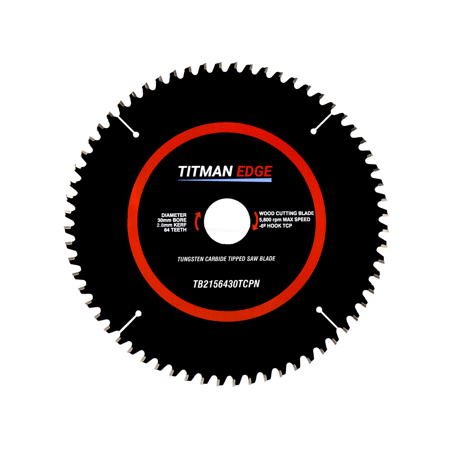 Titman Edge TCT Saw Blade 215mm x 30mm x 64 Tooth - TB2156430TCPN