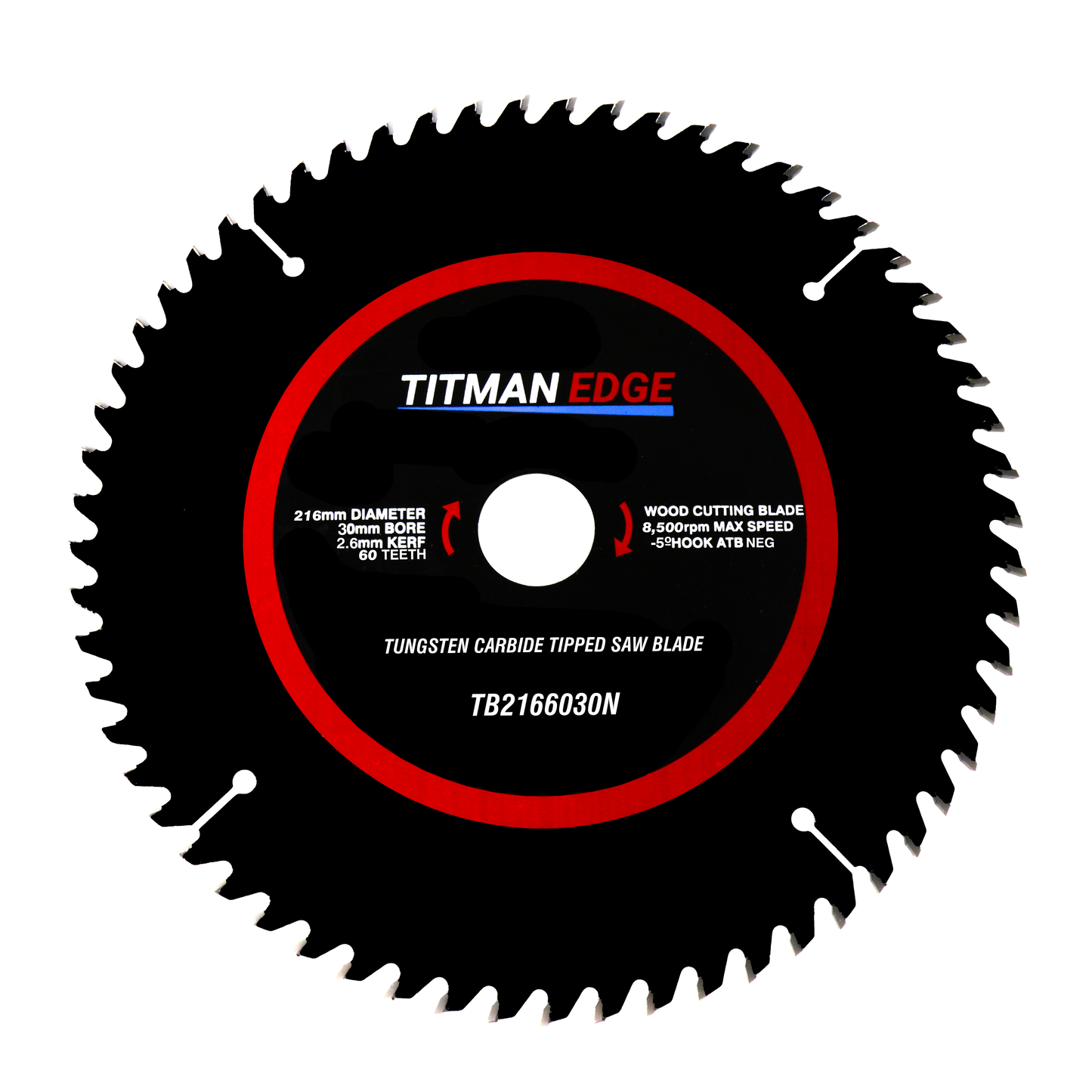 Titman Edge TCT Mitre Saw Blade 216mm x 30mm x 60 Tooth - TB2166030N