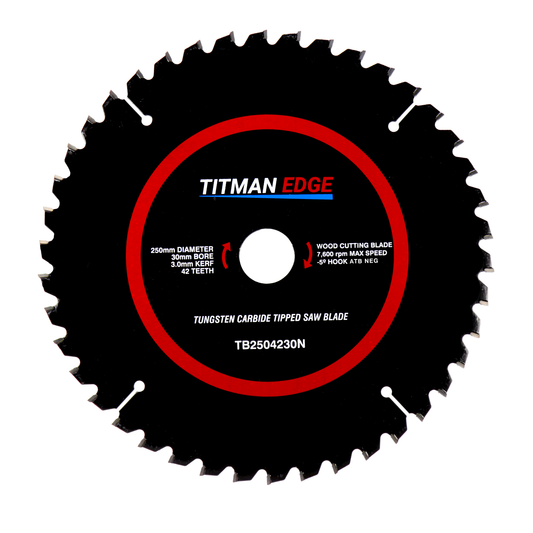 Titman Edge Tools TCT Medium Finish Mitre Saw Crosscutting Saw Blade 250mm x 30mm x 42 - TB2504230N