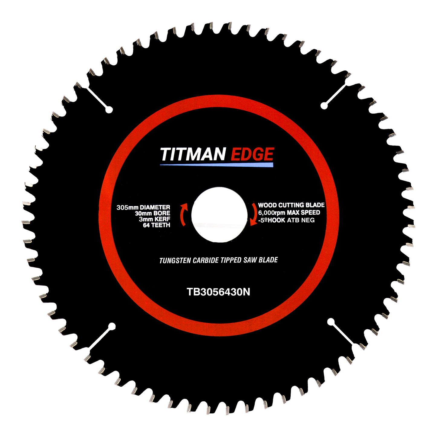 Titman Edge TCT Fine Finish Mitre Saw Crosscutting Saw Blade 305mm x 30mm x 64 Tooth - TB3056430N